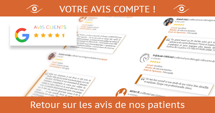 Avis de patients satisfaits de leur chirurgie refractive à l'Institut Bordelais de la Vision